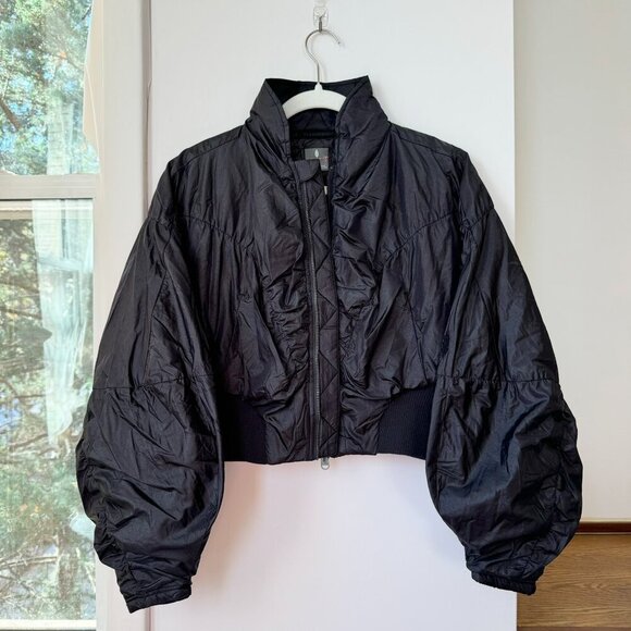 New Free People Movement Glitz Bomber Jacket Coat Oversized Puffer Black XS - Picture 3 of 8